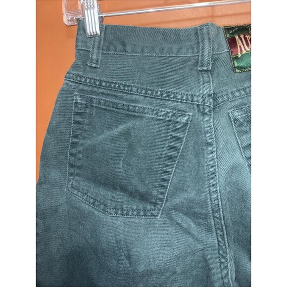 VTG 90s Paris Sport Club Denim Jeans Dark Forest Green - Tapered Leg - 5 Short - Picture 10 of 12